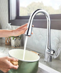 Arbor Chrome One-Handle Kitchen Faucet With Pull Down Sprayer Featuring Power Boost And Reflex For Faster Clean And Fill in use