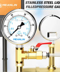 Liquid Filled Pressure Gauge, Stainless Steel 316 Joint, 1/4 NPT, 2.5 Inch Dial, Lower Mount, 0-50 PSI For Pool Systems