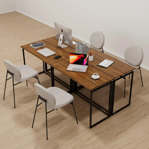 Grab-And-Go Foldable Desk With A 31.5 Inch Wood Top No Tools Needed No Assembly Required Compact Home Office Desk For Small Spaces Perfect For Writing Studying And Light Computer Work featuring wood top and metal frame in small office setup
