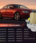 Heavy Duty Electric Servo Power Steering Pump For Volvo C30 C70 S40 V50 2004 To 2013 against a red Volvo car background.