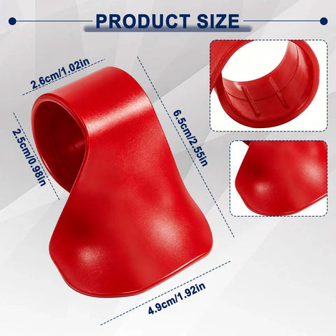 Road Ready Motorcycle Cruise Control Throttle Assist Lever fits Seven Eight Inch Handles, red ABS plastic, size details included.