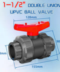 One And One Half Inch UPVC True Union Ball Valve Full Port Design With SCH 80 Socket Union Connections side view