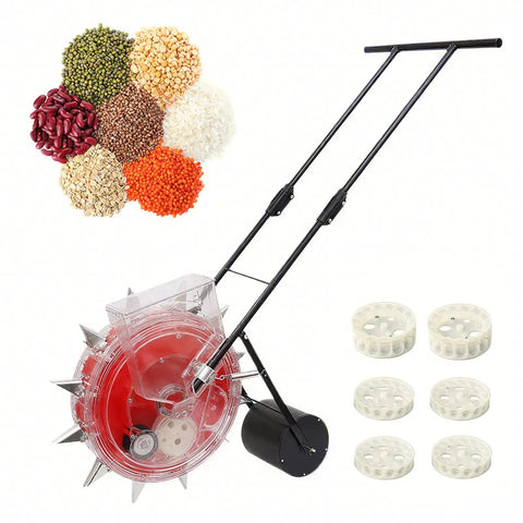 12 Nozzle Manual Seed Planter With 6 Seed Plates for 3-15mm Corn Soybean and Peanut Hand Push Seeder with seeds and wheels