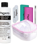 Gel Nail Polish Remover Kit With 8 Oz Pure Acetone, nail file, soak off bowl, buffer block, cuticle pusher and scraper