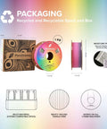 Panchroma Gradient Luminous Rainbow PLA Filament 1.75mm For 3D Printing 1kg Spool packaging and dimensions