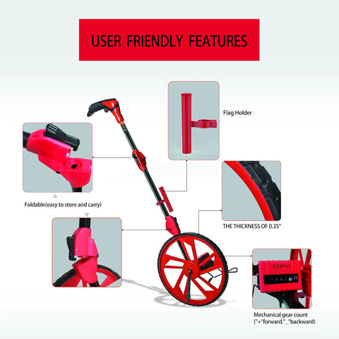 Built Tough Collapsible Distance Measuring Wheel Smooth Rollin Design Top Notch Gear For Yard Layouts And Job Sites Includes Quick Zero Reset Sturdy Flag Holder And Pro Grade Contractor Reliability