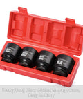 Tough As Nails 1/2 Inch Drive Axle Nut Socket Set, 6 Point CR-MO Steel, 4 Piece with sizes 1-13/16 to 2 inch in red case