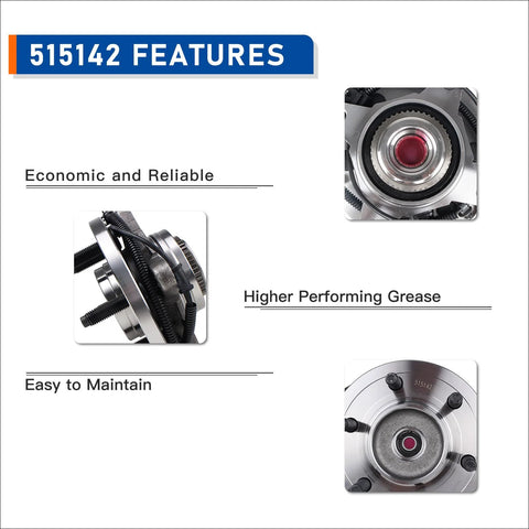 Front 4x4 Wheel Hub Bearing Assembly With ABS For 2011-2014 Ford Expedition, Lincoln Navigator, And F150, 6 Lug, 4WD with features