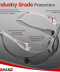 Clear Safety Glasses For Men Bulk Pack Of 24 With Polycarbonate Lenses ANSI Z87.1 Impact Resistant Built Tough Anti Scratch UV400 Protective Eyewear For Debris Home Improvement And Outdoor Work, highlighting lightweight design and durability