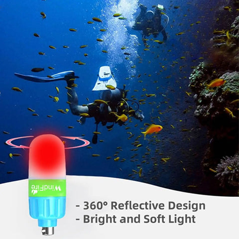 Scuba Dive Signal Light For Night Dives, High Visibility Underwater Marker Beacon With 360 Degree Lighting next to divers