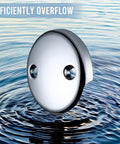 Universal Bathtub Overflow Face Plate With Two Holes And Matching Screws Chrome Finish Brass Construction For Easy Install On Most Tubs Replacement Drain Cover on swirling water backdrop