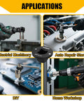 Tough As Nails Low Profile Impact Socket Adapter Set Featuring Heavy Duty Strong Magnets And Stubby Drive Conversion Fits Tight Quarters in use for industrial machinery.