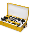 Heavy Duty Hydraulic Knockout Punch Kit 10 Ton With 6 Die Sets For 1/2 To 2 Inch Conduit Pro Grade Electrical Hole Punch Driver Yellow in case