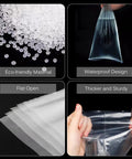 Heavy Duty 6x50 Inch Plastic Sleeves 50 Pack For Posters And Blueprints, 2 Mil Clear Flat Open Poly Bags shown in material and use