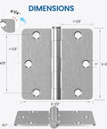 Image showing dimensions of 18 Pack Brushed Nickel Door Hinges Three And A Half Inch By Three And A Half Inch Interior Hinge With One Quarter Inch Radius Satin Nickel Finish Built For Steel Residential Doors Fits Bedroom And Standard Doors