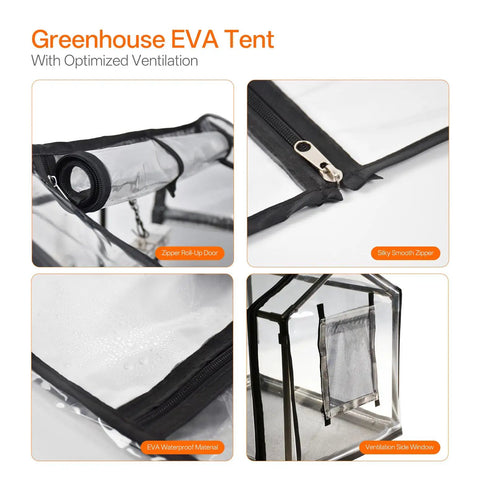 Compact Indoor Greenhouse With 18W Grow Light For Seed Starting And Year Round Home Grower Friendly Indoor Gardening, EVA Tent With PET Base Mat, Vent Windows And Zippered Door, Timer Included, Tabletop Size 23.8 By 15.7 By 20.5 Inches