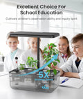Children studying 12 Pod Indoor Led Hydroponic System Kit With Self Watering 5L Reservoir Transparent Grow Station in classroom