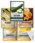 Five Pack Of Homegrown Squash Seeds Delicata Butternut Zucchini Spaghetti And Golden Crookneck For A Non GMO Heirloom Veggie Patch