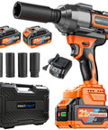 Badass Heavy 1500Nm Cordless Impact Wrench With Massive Torque And Brushless Motor Beast Includes Two 4Ah 21V Batteries and sockets.