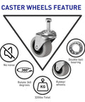 2 Inch Rubber Swivel Caster Wheels With Threaded Stem Five Sixteenths By Eighteen One Inch Stem Length Set Of Four features diagram