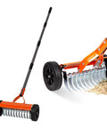 Roller Dethatching Rake With Wheels For Easy Push Across Your Lawn 76.8 Inch Adjustable Handle 2Mm Stainless Steel Blades