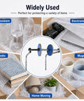Pro Level Commercial Wall Mounted Foam Wrap Roll Dispenser For Heavy Shipping Packing And Moving With Ridiculously Strong Galvanized Steel Film Rack, showcasing various protected items.