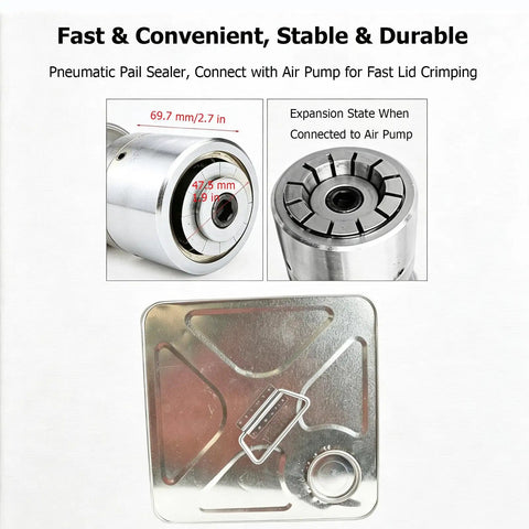 Heavy Duty 49Mm Pneumatic Oil Drum Crimping Tool, Gas Driven Barrel Cap Sealer Machine For 200L Chemical Paint Containers close-up of size details.