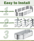 Assembly diagram for Galvanized Raised Garden Bed Outdoor 4x2x1ft Two Pack, showing easy steps to connect metal panels.