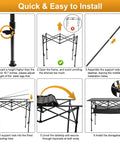 Assembly guide for Folding Camping Table With Roll Up Top Height Adjustable Portable Metal Camp Table with illustrations.
