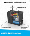 High torque gear box from 40 Motorized Models Building Kit For Kids 8 And Up A Dope DIY STEM Toy Set with forward-reverse switch.
