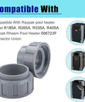 Close-up of ZTTM 2-pack PVC connector union with 2 nuts and heater flange, 2-inch, gray