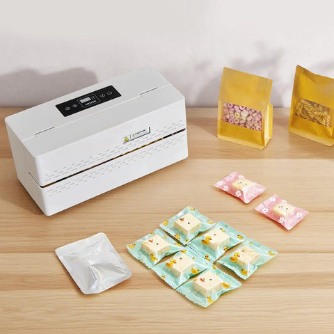 Automatic Continuous Band Sealer For Plastic Bags 0.32 To 0.47 Inch Seal Width With Digital Temperature Control machine on table