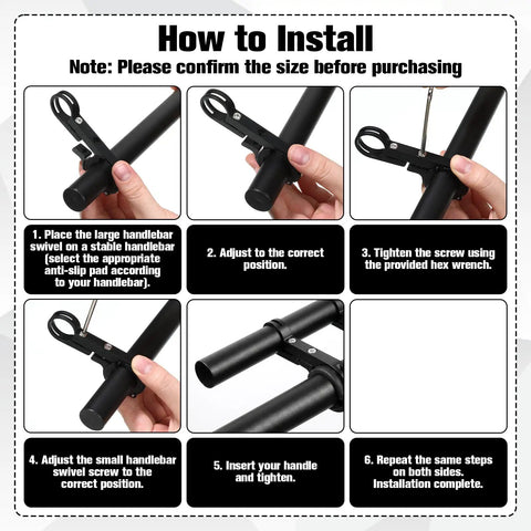 Instruction steps for installing 7.9 Inch Bike Handlebar Extender Aluminum Alloy Bracket Extension For Double Mounts