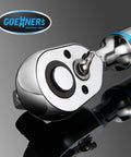 Close-up of Digital Torque Wrench Half Inch Drive Pro Grade With 12.5 To 250 Ft Lb And 17 To 340 Nm Range, showing chrome finish.