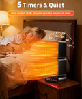 Child sleeping peacefully with a Dual Head Space Heater With Remote For Fast Cozy Heat Portable Indoor Electric Heater beside bed