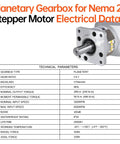 Five To One Planetary Gearbox For Nema 23 Stepper Motor With 60 To 74mm Body, 15 Arcmin Backlash, 8mm Input Shaft, 31mm Length