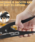 Hand holding Heavy Duty 15 mm Round Hole Punch Tool for Paper, spring-loaded design, showing smooth punching action and 20 sheets capacity