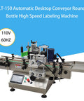 Automatic Round Bottle Labeling Machine Smooth Operator Belt Conveyor Applicator for high-speed labeling of cosmetics, food, beverages.