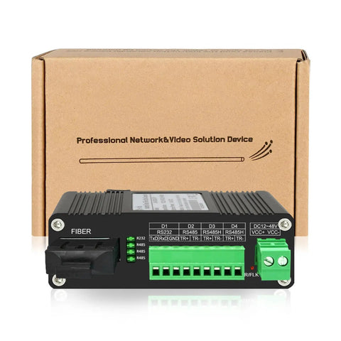 Industrial Serial To Fiber Converter With RS232 RS485 RS422 Bi Directional Optical Modem For SC 1310nm Single Mode Fiber Up To 20 Kilometers DC 12 To 48 Volt Input All In One Serial Ports For Quick Data Link No Fuss Setup