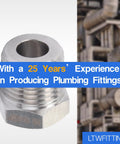 No Nonsense Heavy Duty Stainless Steel 316 Hex Bushing Reducer 1/2 Male NPT To 1/4 Female Pipe Fitting close-up view