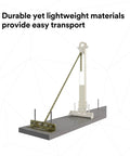 Heavy Duty Horizontal Lifeline System For Steel Beams Featuring Galvanized Tie Back Base and Zinc Chain fitted on a concrete surface.