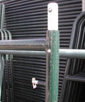 Green flip lock assembly detail of 3 Stackable Box Frame Scaffold Platform 5 By 5 X 7 Foot Heavy Duty Work Platform.