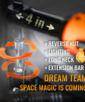 Three-Eighths Inch Cordless Electric Ratchet Wrench Set With Extended Long Neck For Deep Auto Work, A Slick 16V Power Tool Kit That Delivers Up To 45 Ft-Lbs Torque, 600 RPM, Two Batteries, LED Light, 9-Piece Accessories And Tool Box. 4 in extension bar close-up