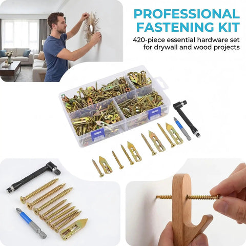 All In One 420 Piece Drywall Anchors Kit With Self Drilling Metal Plugs Holds Up To 80 Lb Two Anchor Sizes