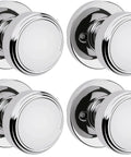 Polished Chrome No Turn Dummy Door Knob Set Round Interior Pull Push Handle For Closets And Pantry French Double Doors Microban Protection Easy DIY Install Pack Of 4 polished chrome dummy knobs