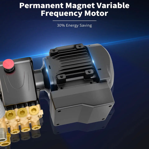 Close-up of permanent magnet motor for Beefed Up Electric Pressure Washer 100 Bar 2.3 GPM With PM Inverter 3HP Motor