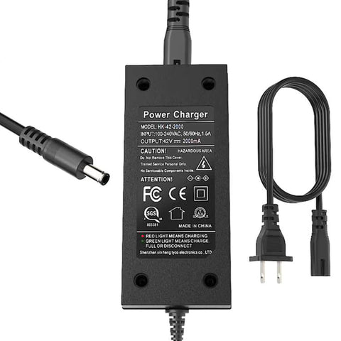 SGS Certified 42V 2A Charger With Female DC 5.5mm 2.5mm And 2.1mm Ports, 84W Power Adapter, Input 100 to 240 VAC, 42V Output, Plug And Play For GOTRAX GXL V2 G2 G3 G4 Apex And Other 36V Lithium Ion Scooters