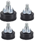 Adjustable One Quarter Inch By Twenty Thread Heavy Duty Furniture Levelers Set Black Four Pack with One Inch Base