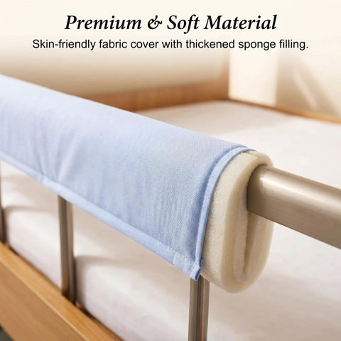 4 Pack Bed Rail Cover Padding For Seniors And Toddlers, Blue, Thick High Density Foam Cushion Bed Bumper for safety and comfort