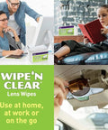 Pre Moistened Lens Cleaning Wipes For Glasses And Shades Gentle Streak Free Fast Drying Individually Wrapped Travel Ready Packs Four Boxes 300 Wipes Total Safe On Coatings Made In USA for home, work, or travel use.